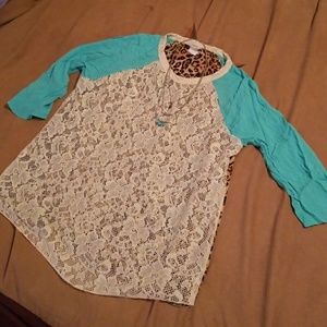 Sheer lace front top